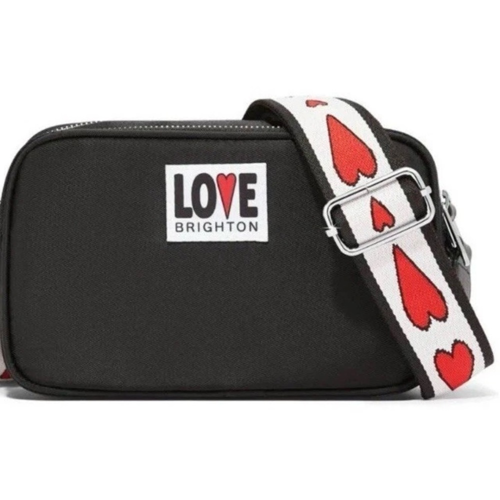 Brighton LOVE black crossbody bag HEART strap NWT